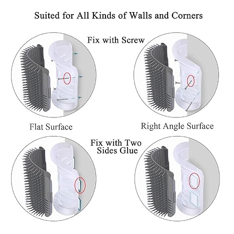 New 2 PCS Cat Self Groomer | Wall Corner Massage Combs Grooming Brush