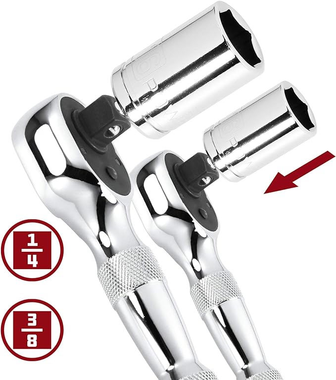 Heavy Duty 1/4" & 3/8" Stubby Ratchet Set