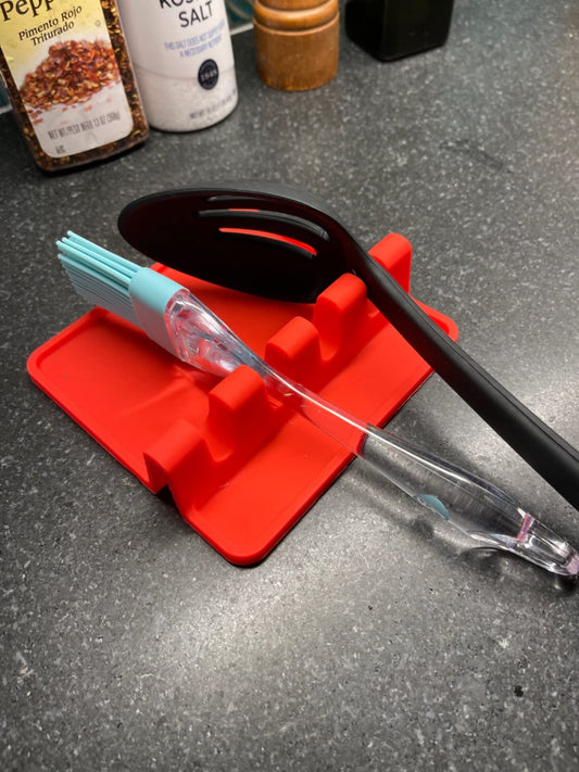 New Silicone Utensil Rest w/ Drip Pad for Multiple Utensils