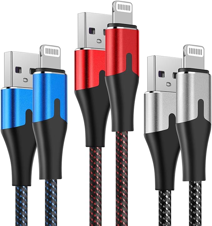 New 3 PCS 3ft USB iPhone Charging Cord MFi Certified Lightning Charger Cable