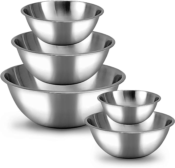 New Meal Prep Stainless Steel Mixing Bowls Set | Food Storage Organizers