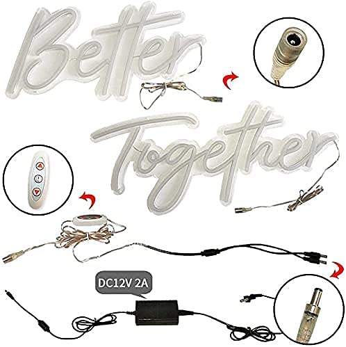 New Warm White Better Together Neon Sign Decor Wall | Home Decor Party | 23.5" x10" + 17.3" x 8.7"