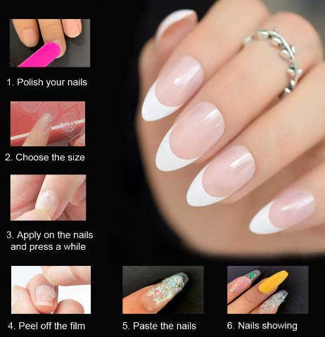 New Ombre Pink Fake Press On Nails | Artificial Jewelry Full Cover False Nail w/ Rhinestones