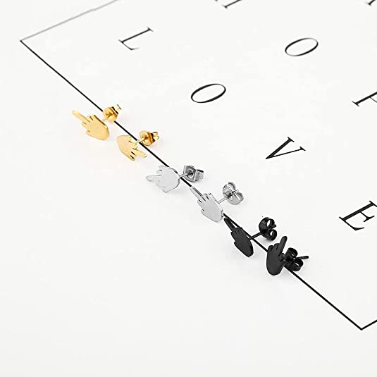 New Stud Earrings 3 Pairs Jewelry Personalized | Stainless Steel Gold/Silver/Black