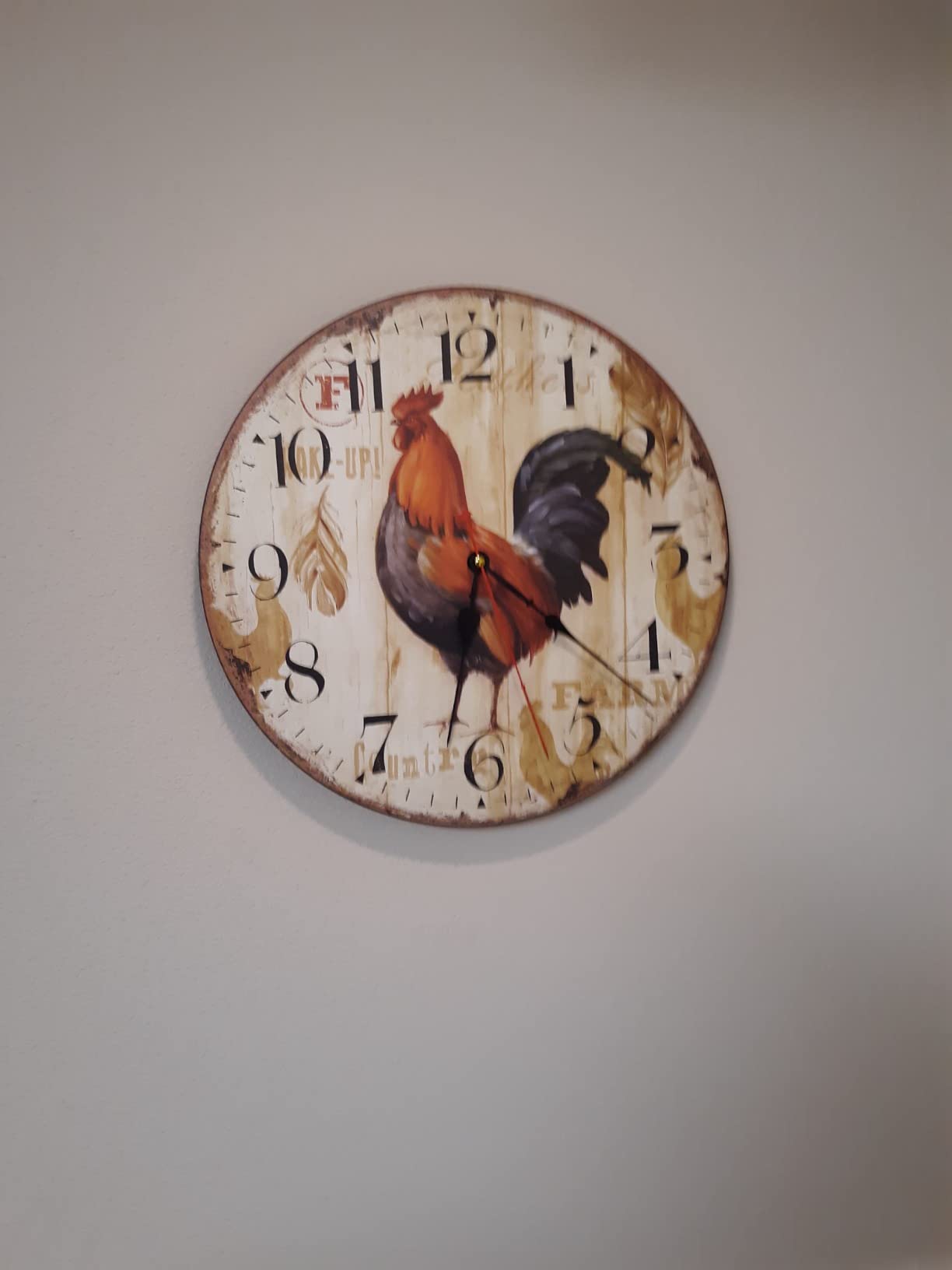 New 12" Vintage Farmhouse Kitchen Wall Clocks | Rooster Analog Clock