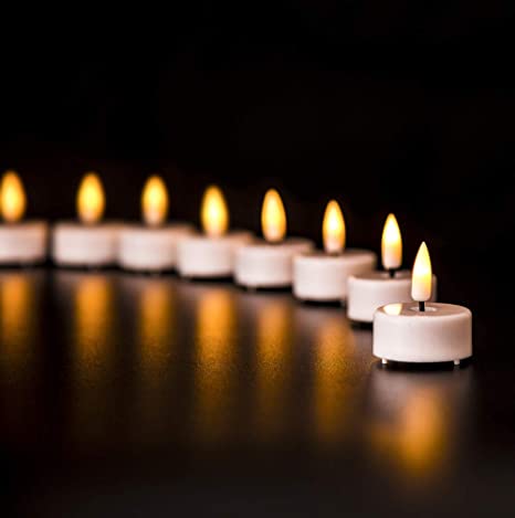 New 12 PCS Bright Realistic Timer Tealights | Flickering LED Votive Candles