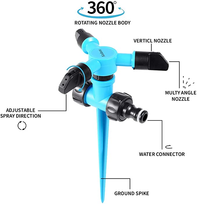 New Garden Sprinkler | 360 Degree Rotating Lawn Sprinkler with Up to 3,000 Sq. Ft Coverage