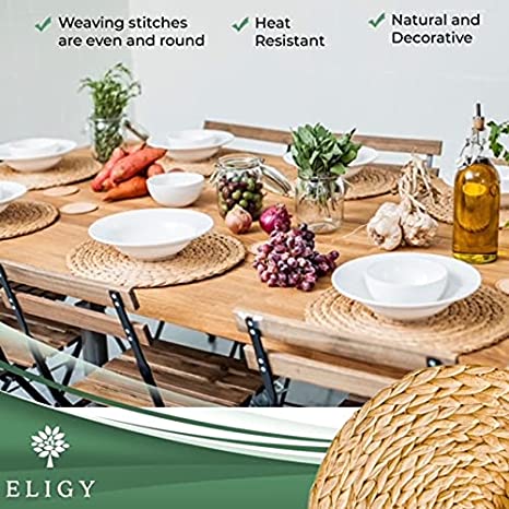 New Rattan Wicker Placemats | Farmhouse Placemats | Set of 4 | 13.5"