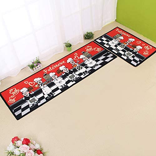 New 2 PCS 19" x 59" - 19" x 31" Non-Slip Kitchen Mat Rubber Backing Doormat Runner