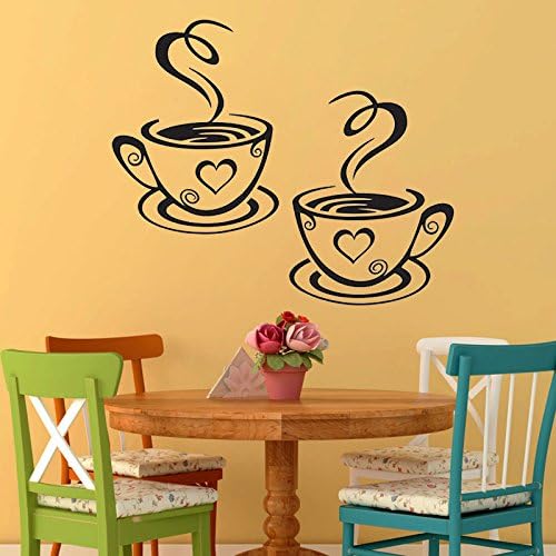 New Dual Coffee Cup Pattern Sticker Wall Decals | Home Art Decor 12" × 7"