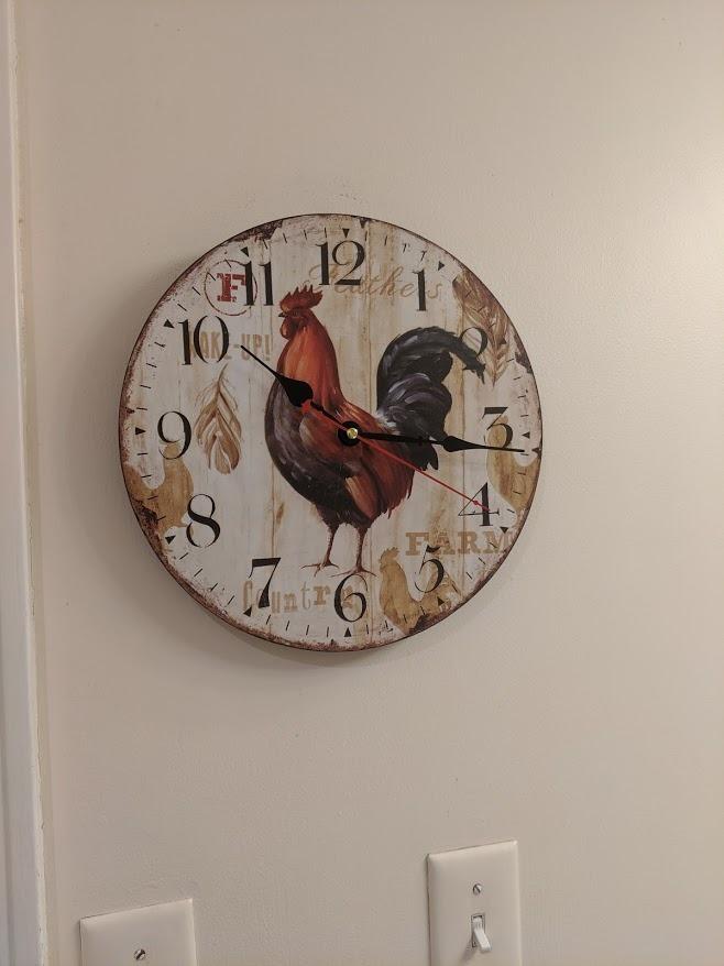 New 12" Vintage Farmhouse Kitchen Wall Clocks | Rooster Analog Clock