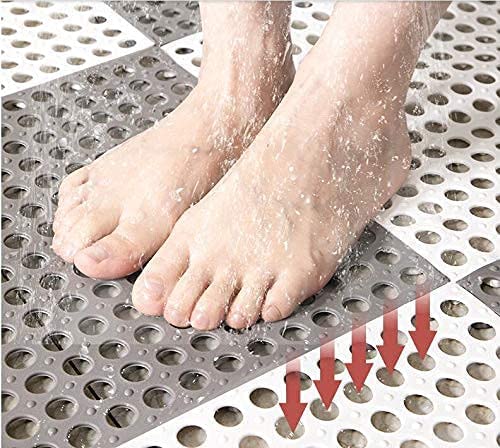 New 12 Pack 11.8" x 11.8" Non Slip Drainage Floor Tiles | Shower Floor Mat w/ Suctions Cups