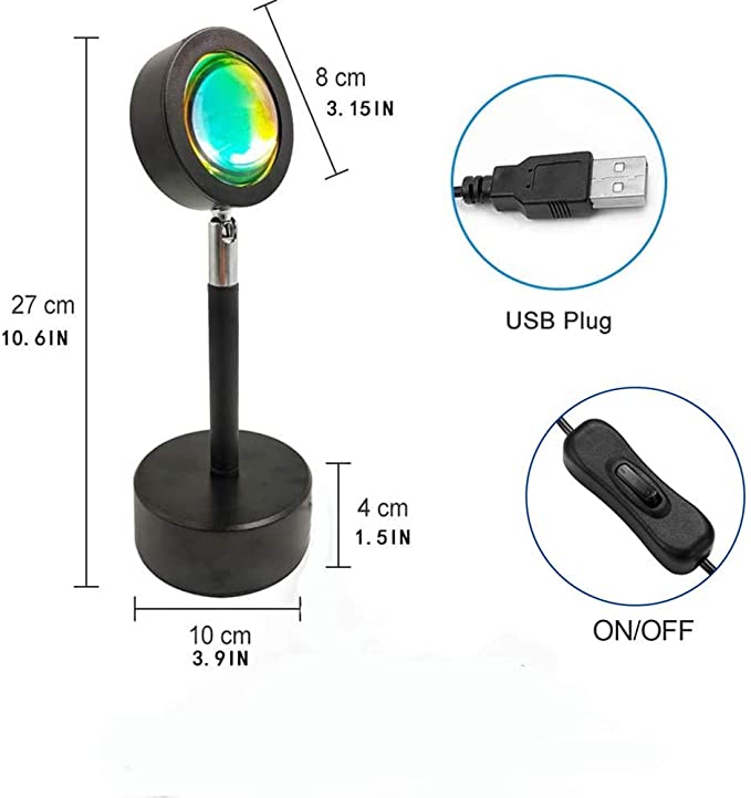 New Sunset Lamp 180 Degree Rotation | Projector Rainbow LED Light | USB Charging | Rainbow