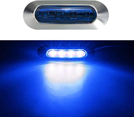 New 10 PCS Blue DC12V-24V 4 LED Side Marker Indicator Lights Lamp