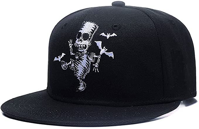 New Skull Skeleton Baseball Cap | Men Solid Flat Bill Adjustable Snapback Hats