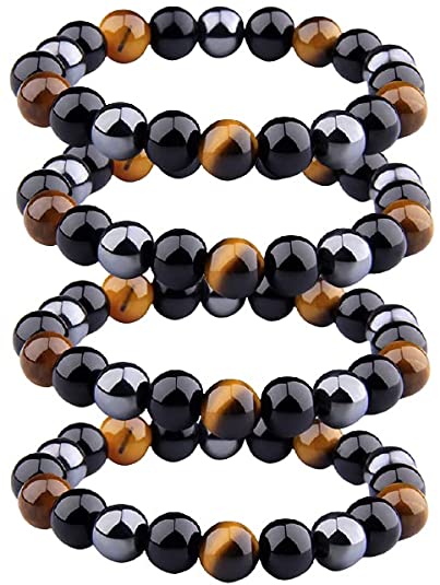 New 2/4 PCS Triple Protection Bracelet Natural Bring Luck & Prosperity Obsidian Bracelet