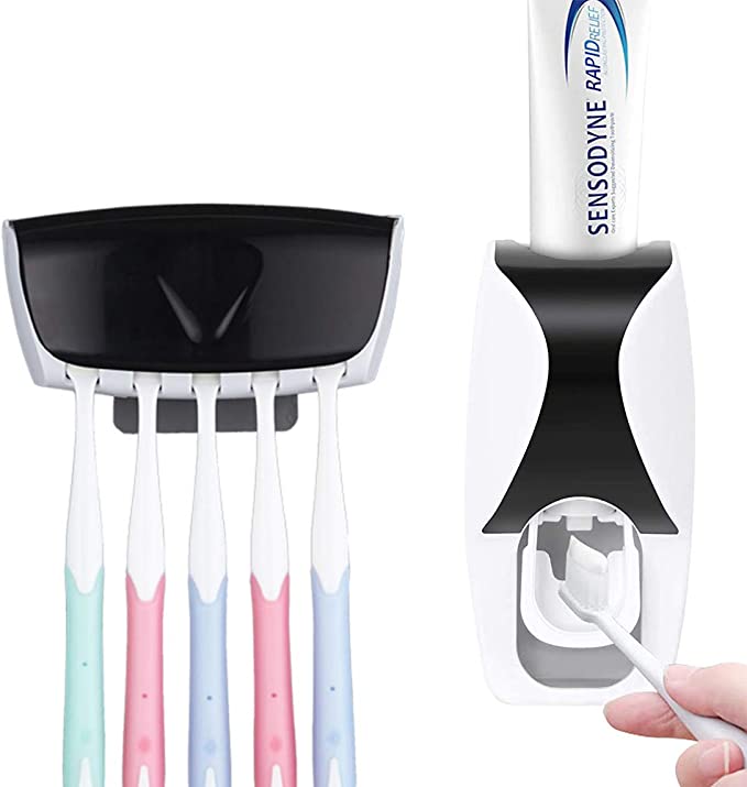 New Toothbrush Holder Toothpaste Dispenser Set Dustproof | Wall Mounted Squeezer