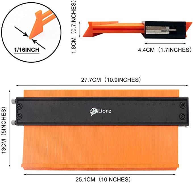 Contour Gauge w/ Lock And Adjusting Screws 10" Wide Profile Tool