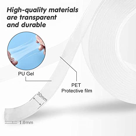 New 16.5ft x 1.2" Nano Grip Tape | Double Sided Sticky Strips Seamless Traceless Tape