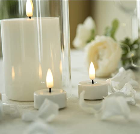 New 12 PCS Bright Realistic Timer Tealights | Flickering LED Votive Candles