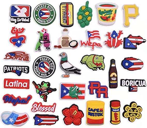 New 32 PCS Puerto Rico Charms | Puerto Rican Boricua Shoe Charms Decoration