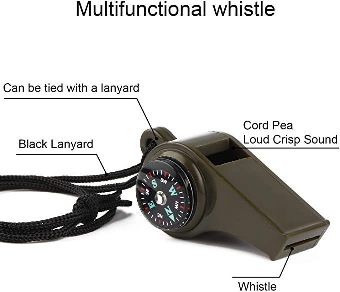 New 3PCS Emergency Survival Whistle w/ Compass and Thermometer