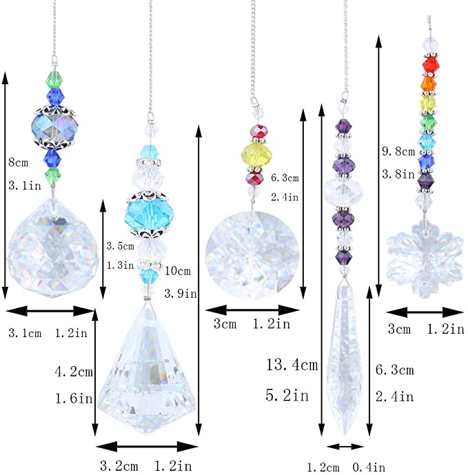 New Window Hanging Crystal Suncatcher | Beads Chain Sphere Chandelier | 5 Pcs