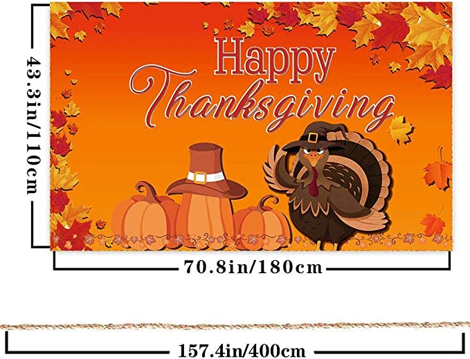 New Happy Thanksgiving Hanging Extra Large Fabric Sign Poster Background Banner