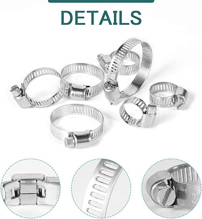 Heavy Duty 70PCS Hose Clamps | Stainless Steel Worm Drive Hose Ducting Clips Kit w/ Screwdriver