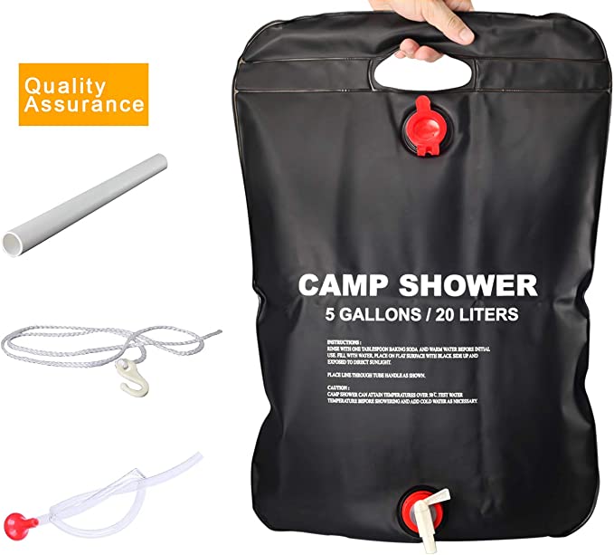 New Portable Outdoor Solar Shower Bag | 5 Gallons/20L | On-Off Switchable Shower Head