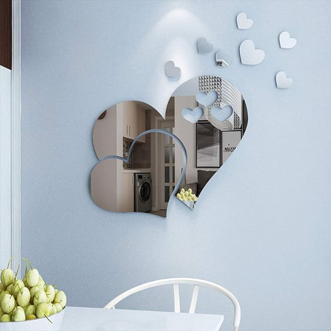 New 23 PCS Heart Shape Mirror Wall Sticker | 3D Art Wall Decal Removable Mirror Wall Sticker