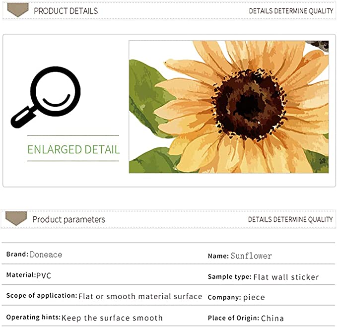 New Sunflower Wall Decals | Removable Yellow Flower Window Stickers