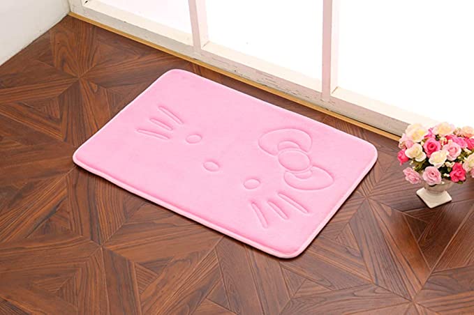 Cute Cartoon Pink Area Rugs Bathroom Rugs Super Soft Memory Foam Bath Mat Non Slip Absorbent Doo...