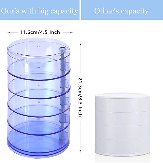 New Jewelry Organizer | Storage Box Jewelry Accessory Storage Tray | Transparent blue | 5 layers