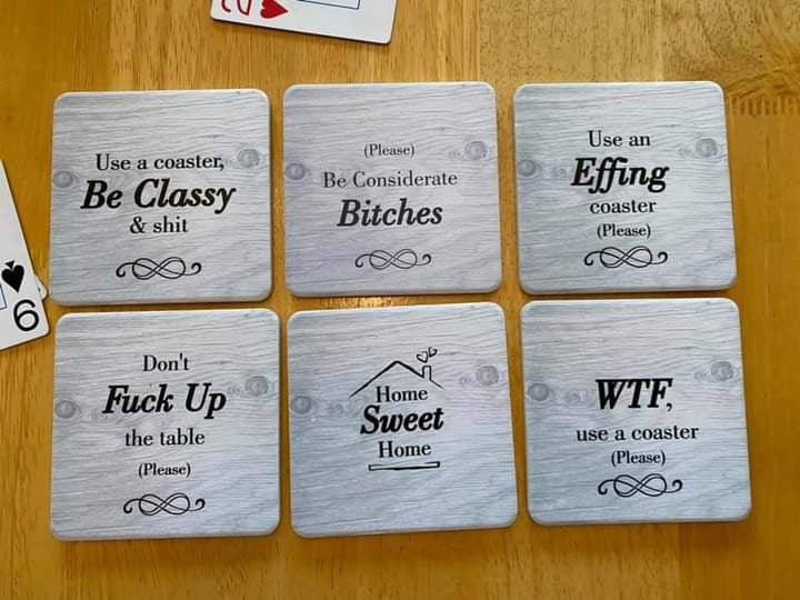 New Funny Coasters for Drinks Absorbent with Holder | 6 Pcs