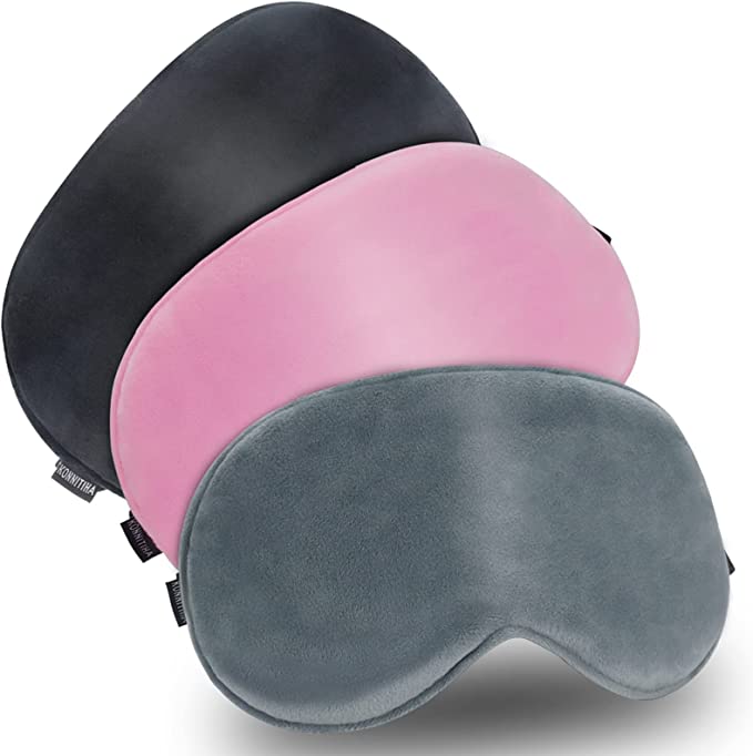 New 3 Pack Sleep Masks | Blackout Eye Mask for Sleeping w/ Adjustable Strap