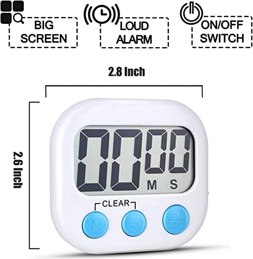 New 2 Pack Digital Kitchen Timer | Loud Alarm Magnetic Backing Stand Cooking Timers