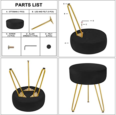 New Round Velvet Footrest Stool | Table Stool