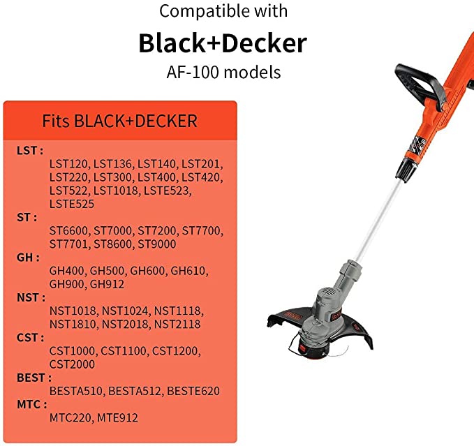 New Weed Eater String Trimmer Line - Black & Decker Trimmer/Edger, AF-100, 6 Spools & 1 Cap