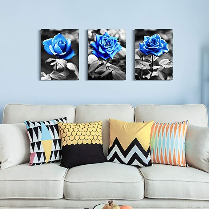 New 3PCS 12" x 16" Rose Flowers Canvas Paintings | Wall Art Decor