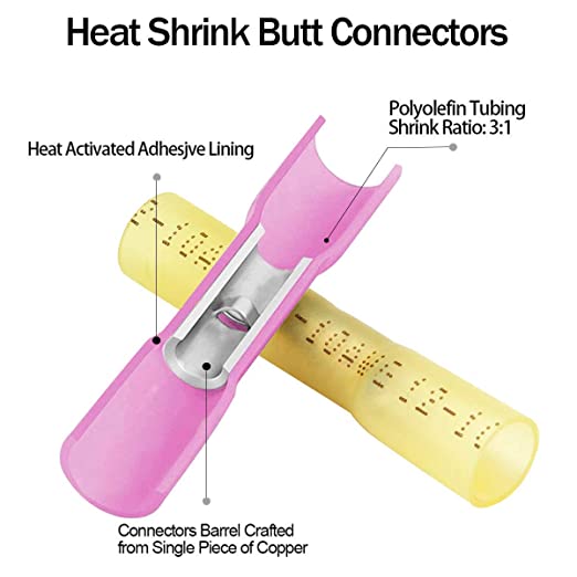 Heavy Duty 220PCS Heat Shrink Butt Connectors | Waterproof Insulated Butt Splice Terminal