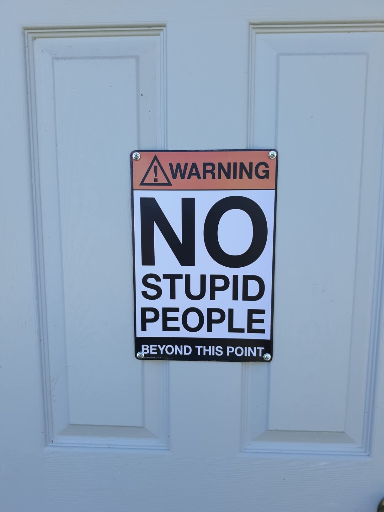 New Funny Metal Tin Sign Warning | No Stupid People Beyond This Point