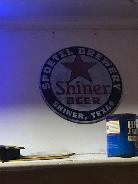 Vintage Shiner Beer Shiner Texas | Style Round Tin Sign Metal Sign Poster | 12" x 12"