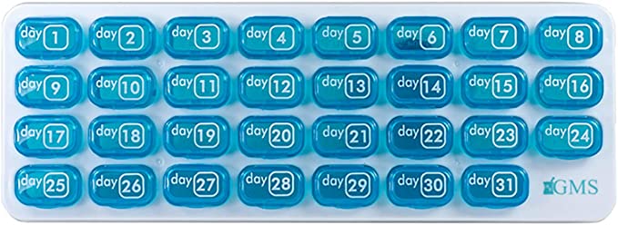 New 31 Day Pill Organizer w/ Daily Portable Pop-Out Pods | Monthly Pill Planner Organizer