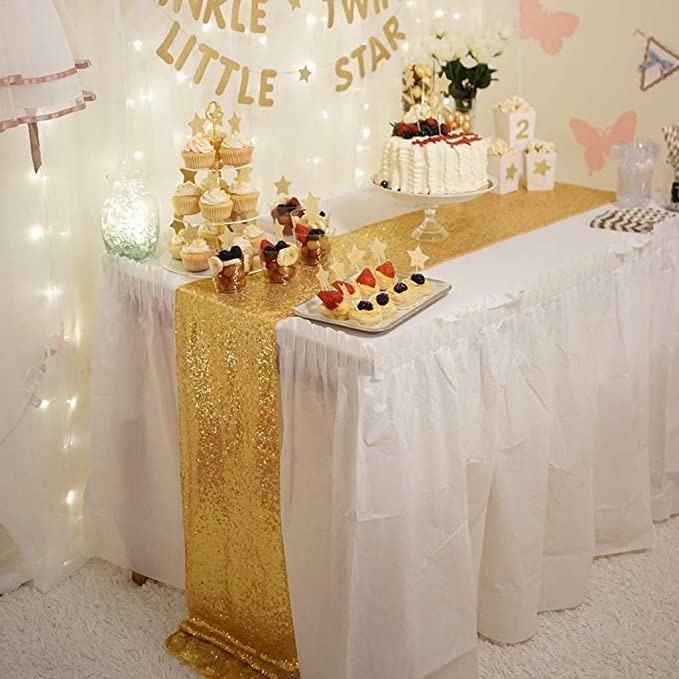 New 13" x 108" Glitter Table Runner | Event Table Decorations