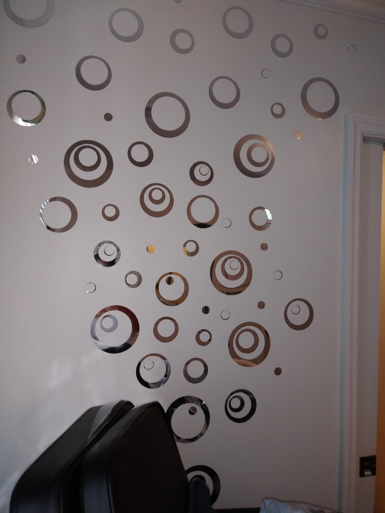 New Removable Round Circle Wall Sticker Decal Acrylic Mirror | 72 Pcs | 2.5 -13.5 cm