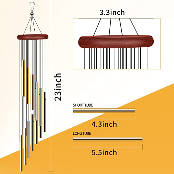 New Sympathy Wind Chimes Outdoor Clearance w/ 12 Aluminum Alloy Tubes & Hook