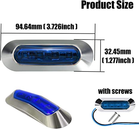 New 10 PCS Blue DC12V-24V 4 LED Side Marker Indicator Lights Lamp