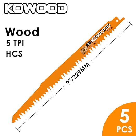 Heavy Duty 5 PCS 9" Wood Pruning Saw Blades for Reciprocating/Sawzall Saws/Sabre Saws