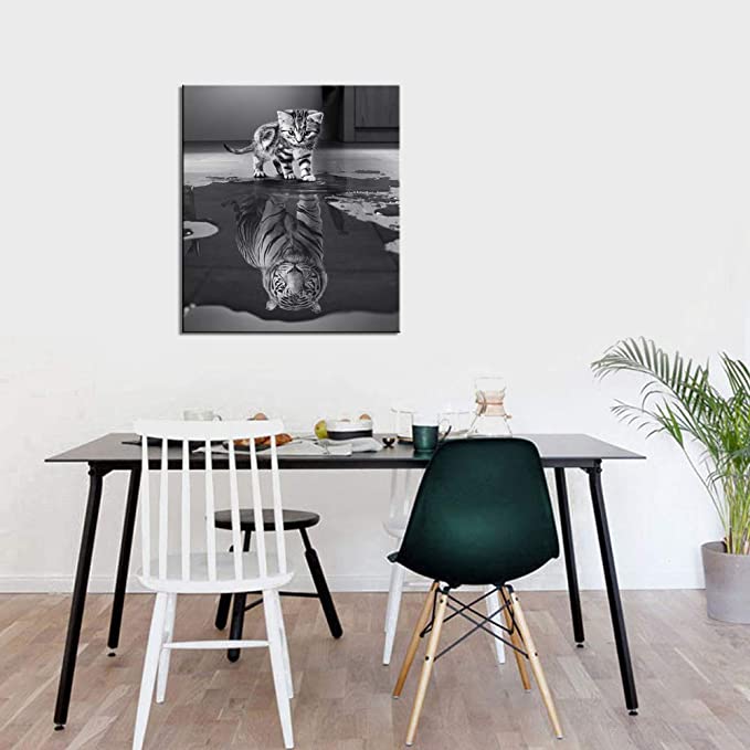 New motivational posters Small Cat Pictures Big Tiger | Poster Artwork Wooden Wall Art